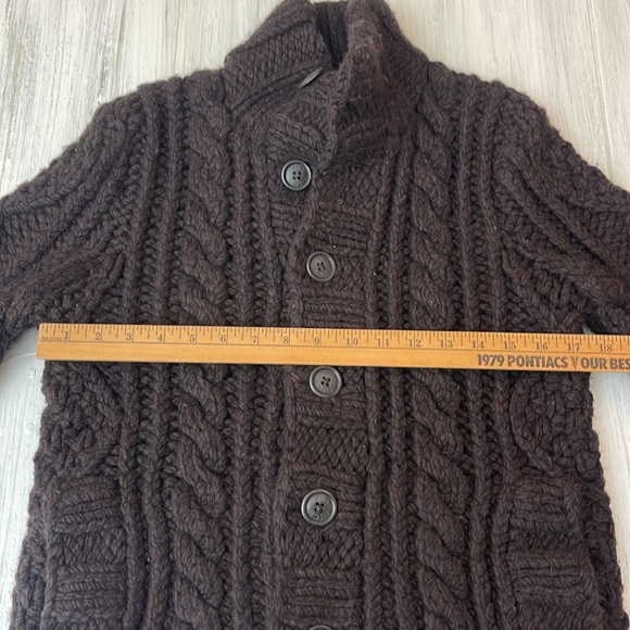 Ezra Fitch Vintage Heavy Hand Knit 100% Wool Mens Small Brown Sweater - Picture 4 of 13